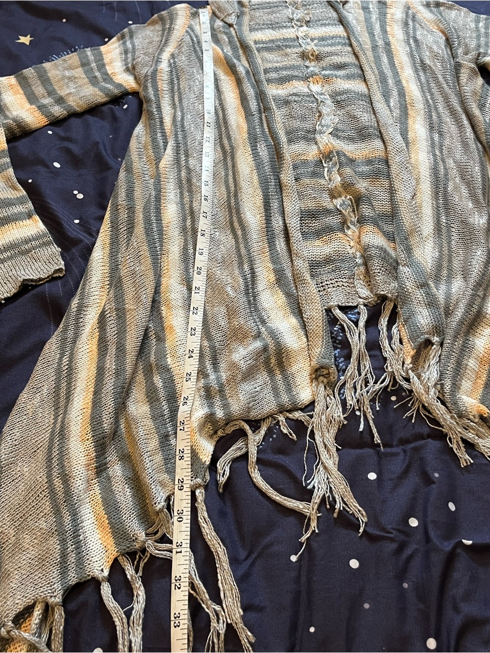 Sz S Rue 21 Striped Hooded Fringe Cardigan - Picture 3 of 3